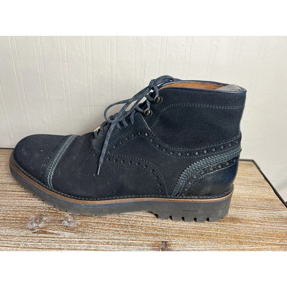 Men’s Brimarts Oxford Wingtip Blue Suede Boots Shoes Made In Italy Size 46